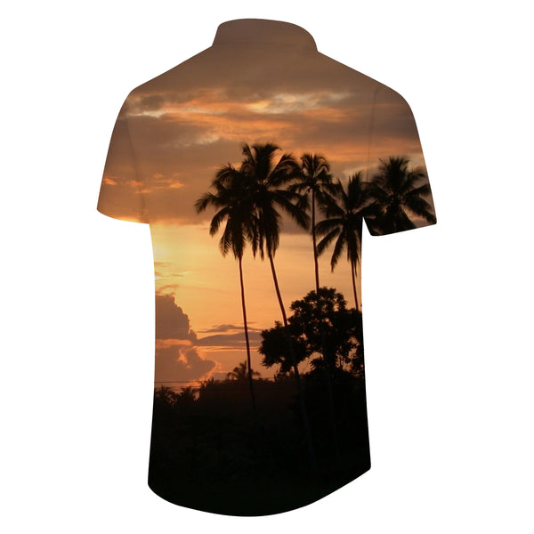 
Coconut sunset tree Hawaiian shirt men's lapel casual beach style shirt short sleeve casual fashion tropical shirt button vacation seaside beach shirt style
                
