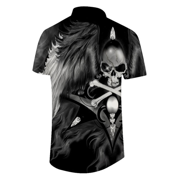 
Satan mount 3d digital printing pattern hot men's skull button casual short sleeve style cool
                