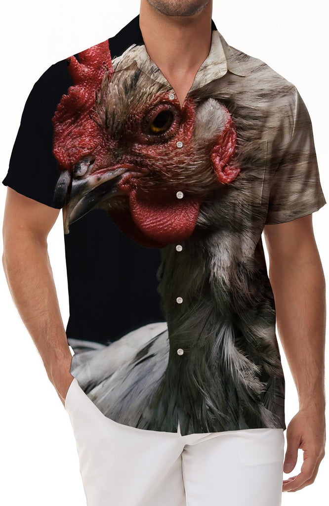 Rooster men's printed beach shirt casual Hawaiian Harajuku summer vacation shirt beach