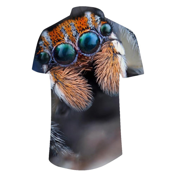 
Four-eye spider men's printed animal casual short-sleeved loose fashion design hip-hop short-sleeved shirt
                