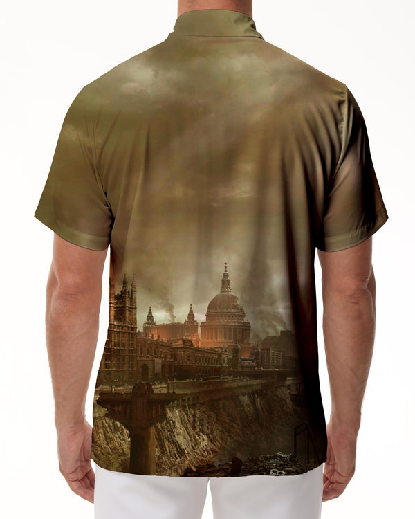 War City London Landscape Men's Casual Loose Vacation Beach Summer Short Sleeve Shirt Tops