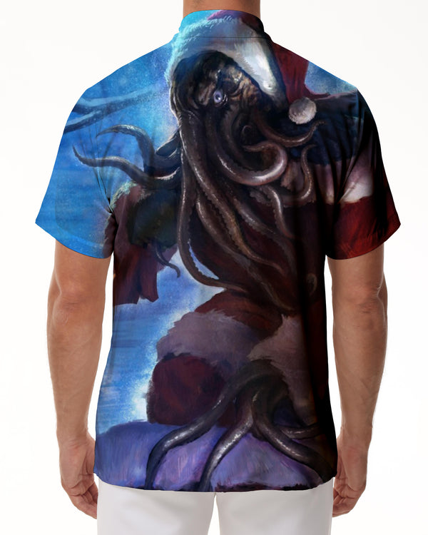 
Abstract fun Santa Claus 3d print shirt casual fashion short sleeve men's shirt Hawaiian button shirt
                