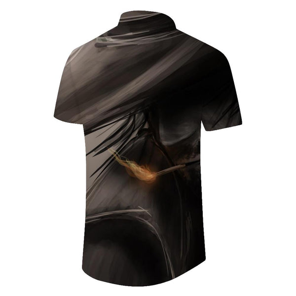 
Gray cartoon characters 3d digital printing men's casual loose shirt fashion Hawaiian short-sleeved shirt
                