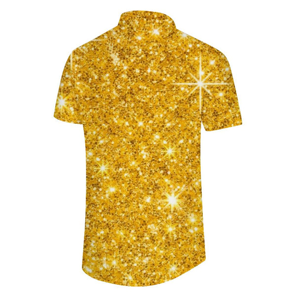 
Men's Gold 3D Printed Short Sleeves Digital Printing Casual Lapel Hip Hop Street Fashion Short Sleeves
                