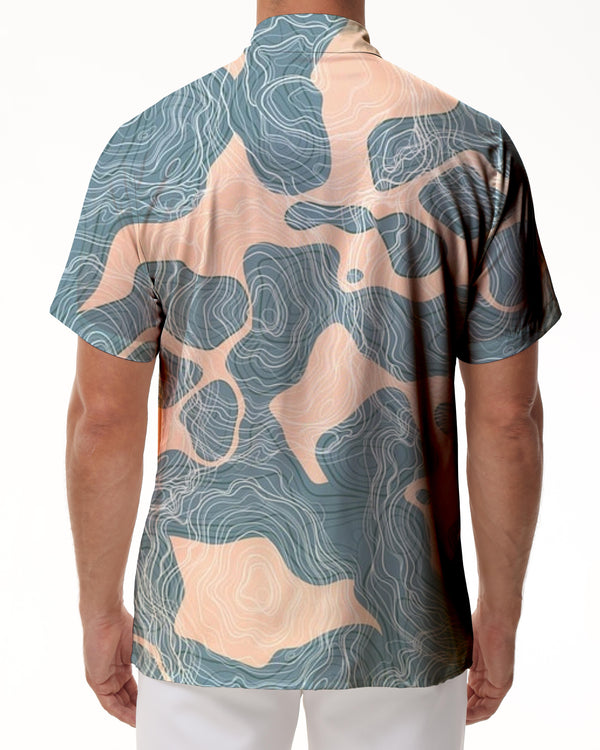 
Abstract Hawaiian style button down regular fit lapel shirt men's stylish casual tops
                