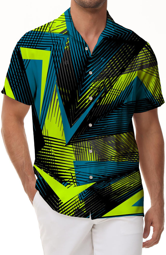 Fun Tropical Vacation Beach Hawaii Men's Casual Regular Fit Shirt Short Sleeve Button Top