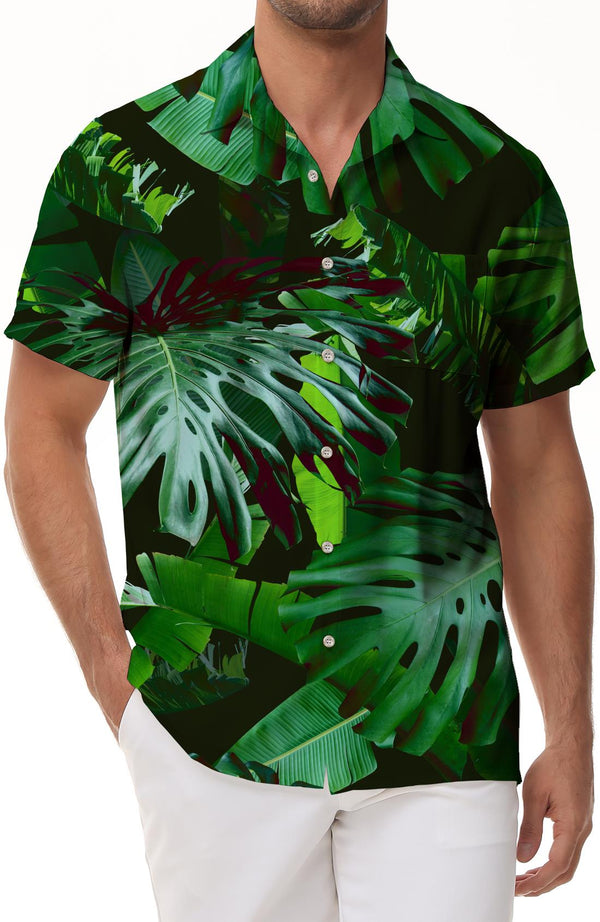 Men's casual tropical floral print summer fashion trend Hawaiian style 3d digital print pattern short sleeve