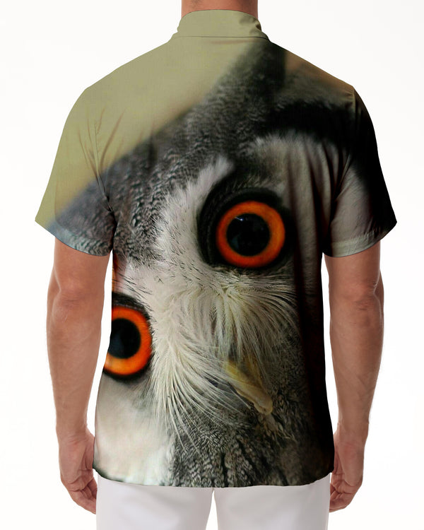 
Owl Mens Cuban Collar Shirt Casual Button Down Shirts Short Sleeve for Vacation Beach
                