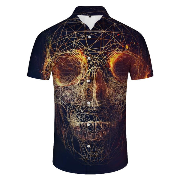 
AI design skeleton tropical summer short-sleeved shirt men's casual style loose fashion breathable short-sleeved shirt Hawaii
                