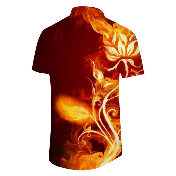 
Loose Creative Element Shirt Flame Flower New Men's 3D Printed Short Sleeve Hawaiian Shirt Beach Clothing
                