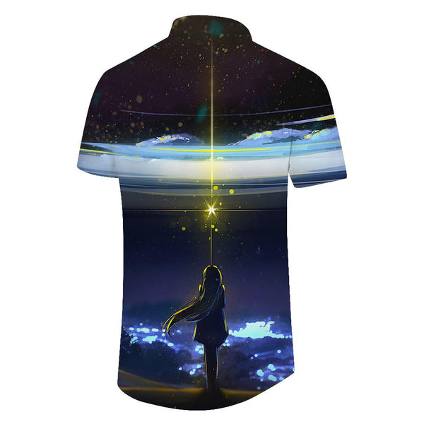 
Anime Night Sky Silver Sea Hawaiian Shirt Men's Short Sleeve Button Shirt Men's Hawaiian Shirt Beach Clothing
                