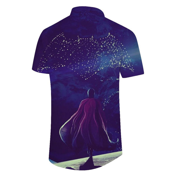 
Fashion button-down top digital printing pattern men's outdoor walking and fishing Hawaiian regular style comfortable breathable short-sleeved shirt cartoon
                