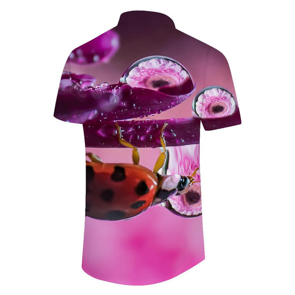 
Animal Ladybug Flower Men's Casual Short Sleeve Shirt Regular Fit Fashion Camping Beach Shirt Tops
                