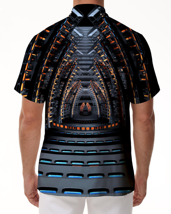 
Outer Spaceship Interior Mens Fashion Shirt Comfortable Mens Hawaiian Shirt Casual Cuban Vacation Attire Button Short Sleeve Top
                