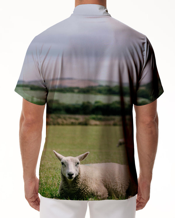 
Lamb and Sheep Print Men's Dress Shirt Casual Button Short Sleeve Summer Beach Shirt Vacation Shirt
                