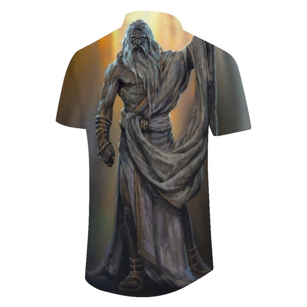 
Ancient God 3D digital printing men's statue cool pattern casual Hawaiian beach shirt
                