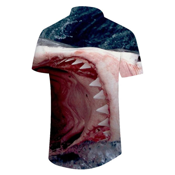 
Black Sea Big Mouth Shark Hawaiian Shirt Men's Casual Beach Shirt Fashionable Short Sleeve Summer Tops Casual Wear
                