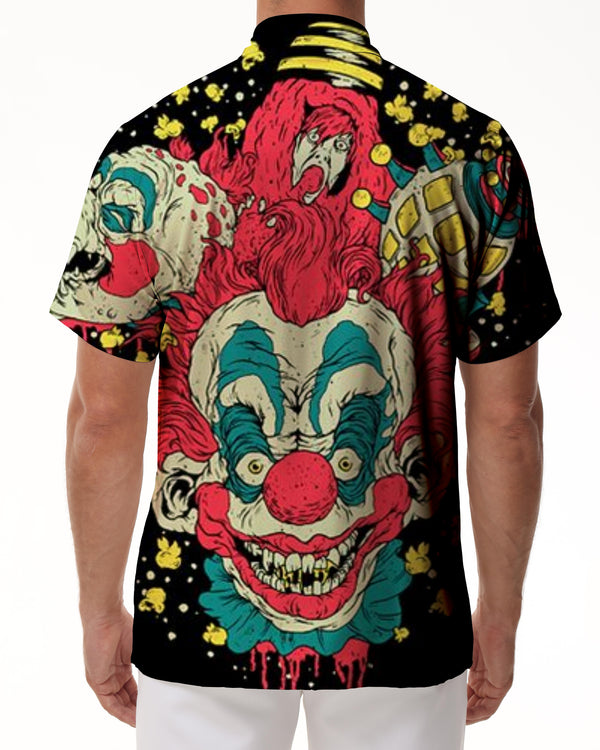 
Men's casual classic style beach short sleeve tropical rainforest shirt from Hawaiian cartoon killer movie clown
                