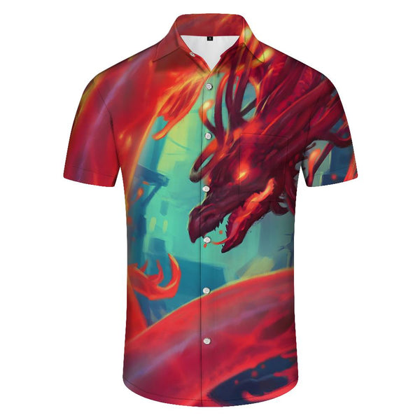 
Funny red dragon 3d print Hawaiian shirt men's short-sleeved casual street shirt loose shirt summer cool
                