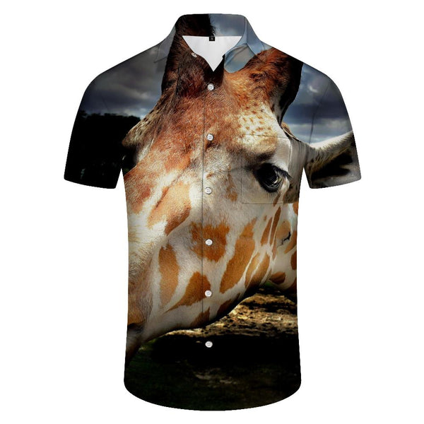 
Funny Giraffe Dark Men's Short Sleeve Casual Shirt Regular Fit Printed Pattern Shirt Short Sleeve Hawaiian Party
                
