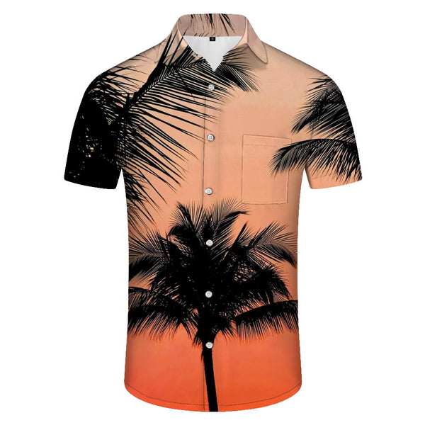 
Sunset Palm Tree Purple Men's Shirt Trend Fashion Summer Hawaiian Casual Shirt Beach Short Sleeve
                