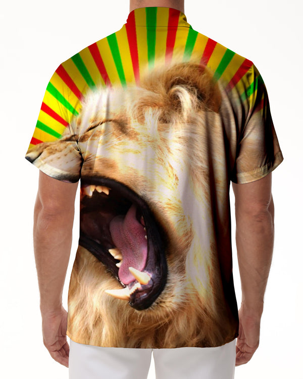 
Playground fun golden lion 3d print pattern four seasons summer leisure loose daily street Hawaiian shirt coconut seaside beach barbecue clothes
                