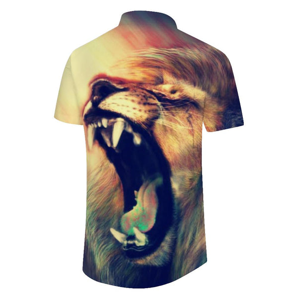 
Button Lion Roar Men's Shirt Short Sleeve Shirt Hawaiian Shirt Casual Summer Beach Vacation
                