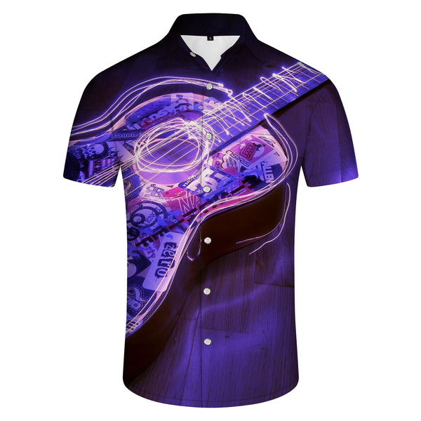 
Musical Note Shirt Casual Button-Down Short Sleeve Guitar Men's Shirt Hawaiian Rap Hip-Hop Style Fashion Clothing
                