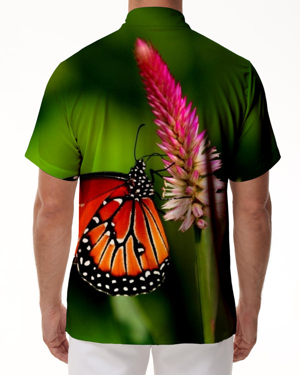 
Tiger butterfly stamen pocket tropical short sleeve shirt button top men's casual daily travel beach travel shirt
                