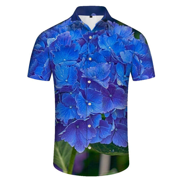 
Blue Hydrangea Floral Men's Hawaiian Shirt Short Sleeve Summer Shirt Beach Classic Shirt Print Casual Regular Fit
                