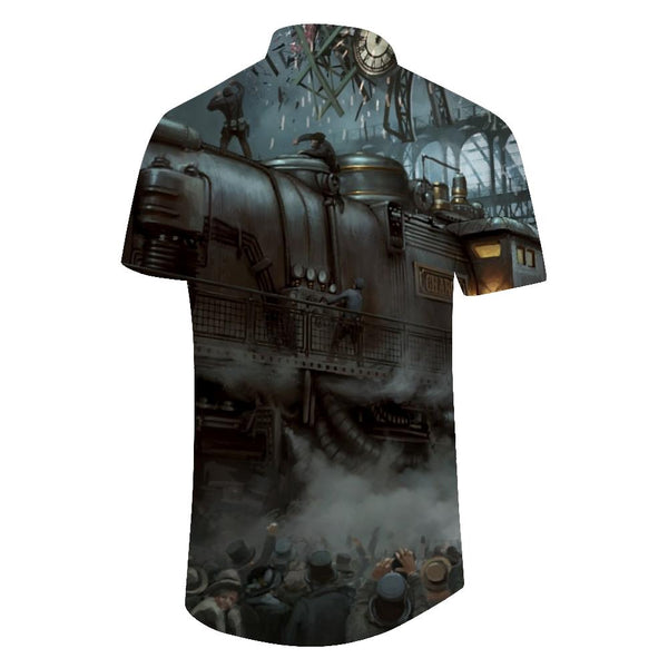 
Men's Hawaiian Shirt Steam Train Short Sleeve Beach Shirt Tropical Vacation Beach Shirt
                