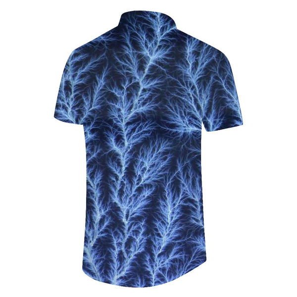 
Cool white lightning fashion men's casual loose Hawaiian tropical fashion sense summer vacation seaside beach shirt
                