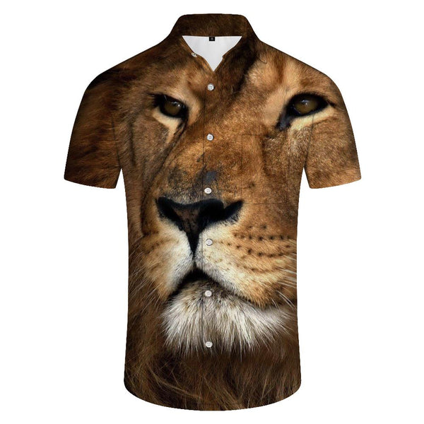 
Beautiful Mighty Lion Portrait Men's Casual Shirt Short Sleeve Hawaiian Casual Shirt Regular Style Top Beach Ocean
                