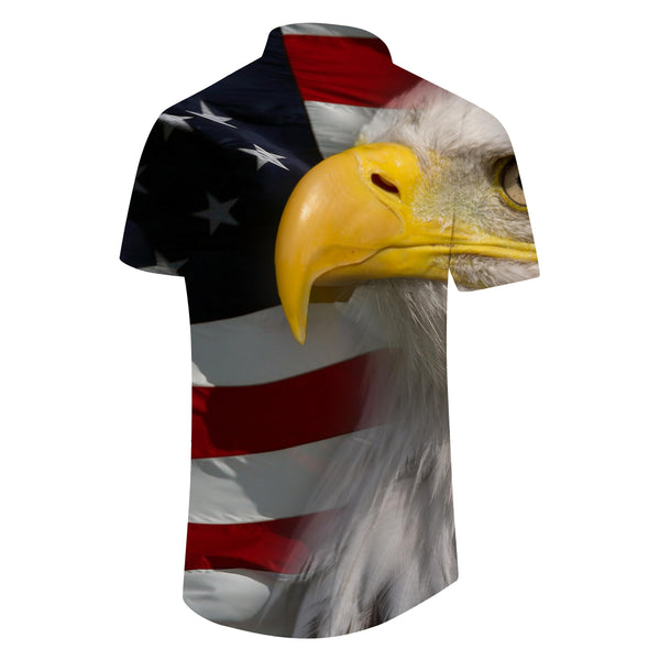 
Vintage American Flag Bald Eagle Mens Casual Hawaiian Button Short Sleeve Pocket Lapel Loose Beach Vacation Clothing
                