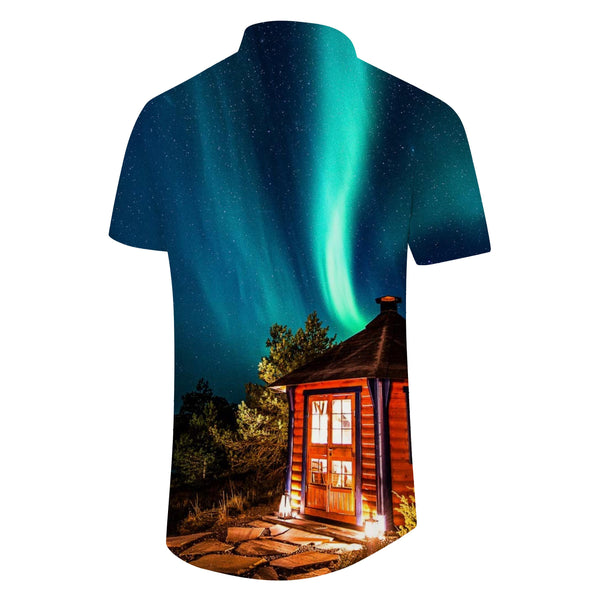 
Iceland Beautiful Aurora Casual Men's Hawaiian Button Short Sleeve Shirt Beach Shirt Starlight
                