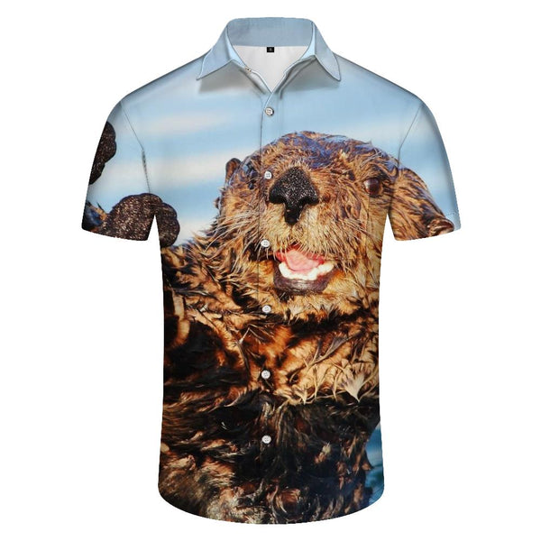 
Funny Beaver Animal Men's Retro Collar Shirt Casual Button Shirt Short Sleeve Holiday Beach
                