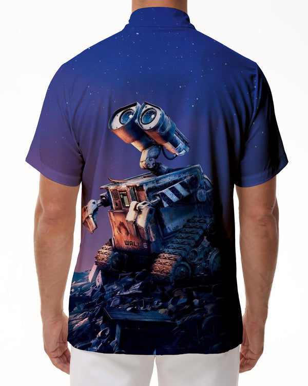 
Cute Robot Summer Retro Loose Shirt Men's Casual Shirt Fashion Printed Casual Short Sleeve Shirt
                