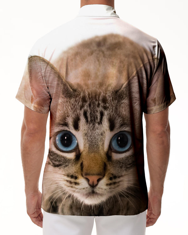 
Men's Casual Button Short Sleeve Tropical 3D Digital Print Animal Cat Pattern Shirt Beach Top Hawaiian Shirt
                