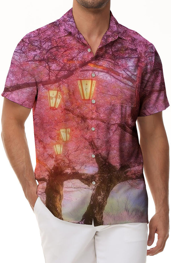 Fantasy hazy retro shirt regular fit beach lapel pocket short sleeves button casual Hawaiian shirt short sleeves