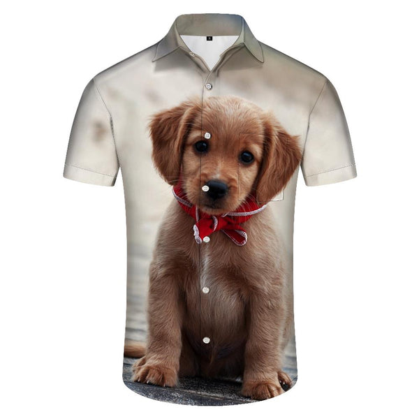 
Hot sale Golden Retriever 3D printed short sleeves fashionable cute dog healing fun casual short sleeve tops
                