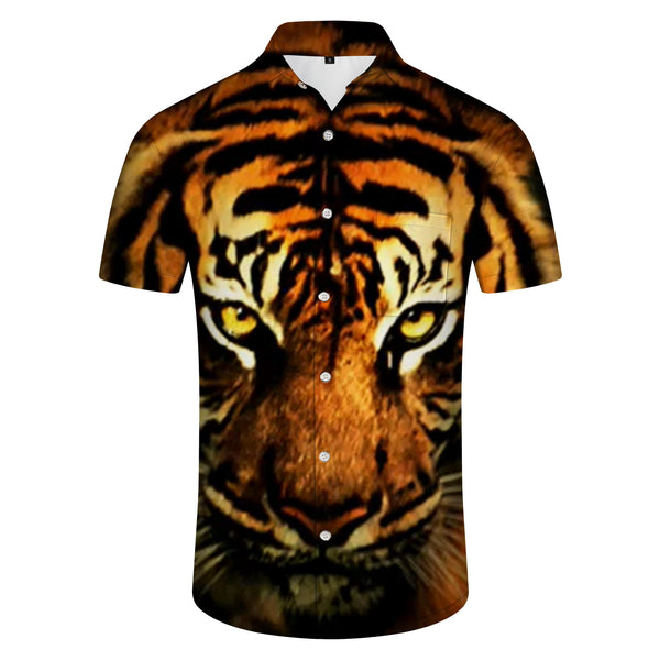
Siberian Tiger Fierce 3D Printed Button Shirt Men's Breathable Short Sleeve Hip Hop Street Style Shirt Tops
                