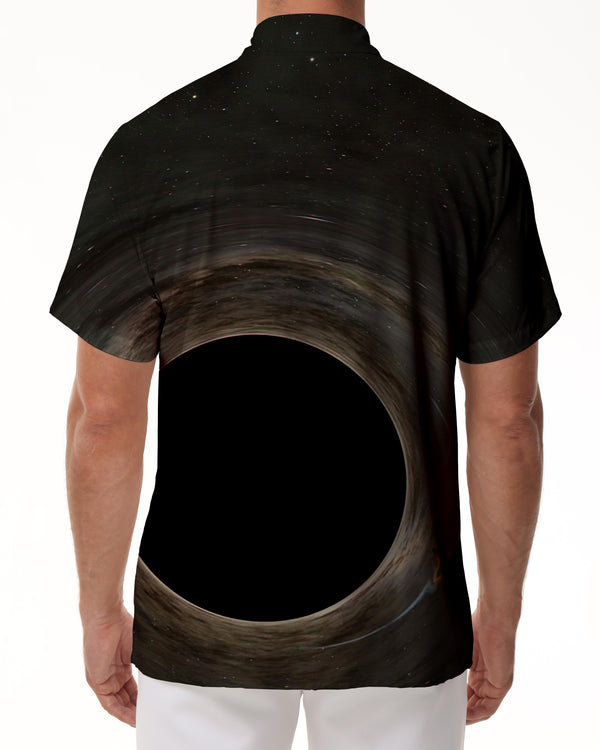 
Crossing the outer space black hole men's casual button-down pocket Hawaiian tropical four seasons short-sleeved shirt beach clothing
                