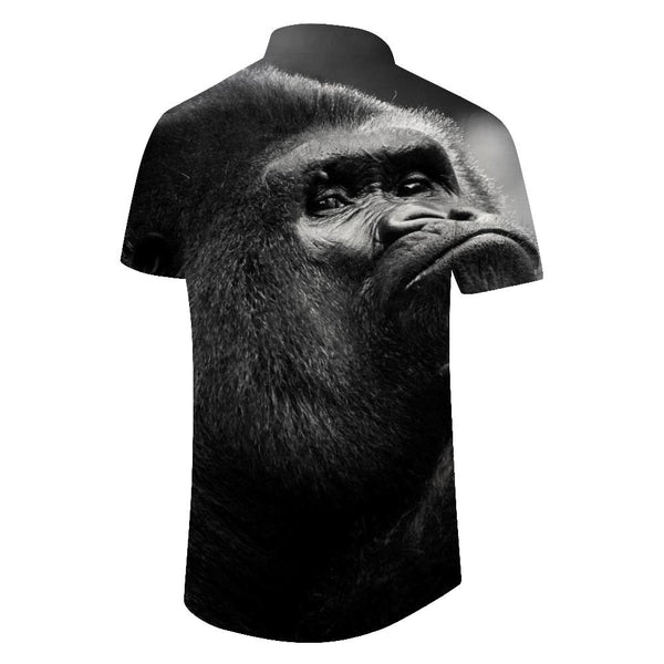
New Casual Loose Men's Gorilla Hawaiian Shirt Hawaiian Button Lapel Beach Casual Short Sleeve Button Shirt
                