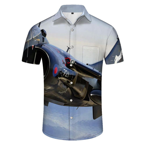 
Japanese Fighter Print Men's Casual Button Down Summer Beach Shirt
                