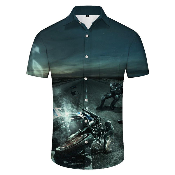
Retro Motorcycle Print Men's Short Sleeve Shirt Mechanic Short Sleeve Cyberpunk 3d Sports Leisure Outdoor Tops
                