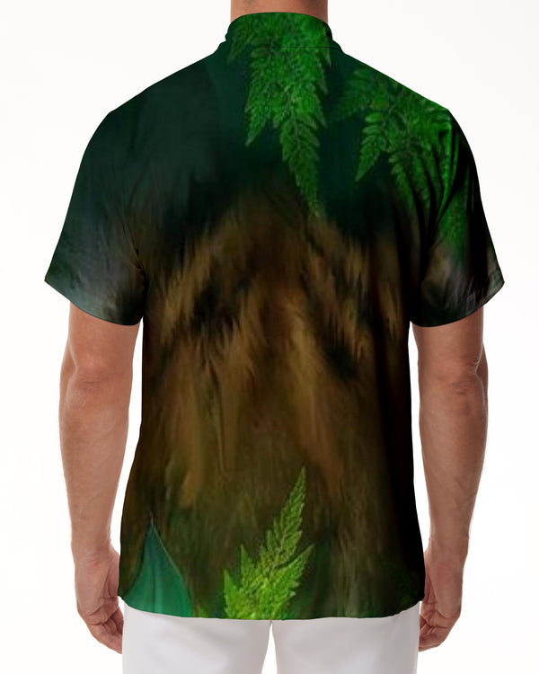 
Green Nature Print Cuban Collar Short Sleeve Shirt Perfect Beach and Casual Wear for Men
                