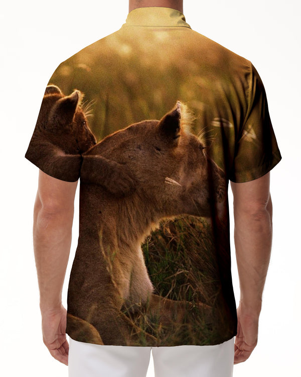 
Natural Environment Animals Short Sleeve Men's Shirt Casual Button Shirt Translation Summer Tops With Pockets
                