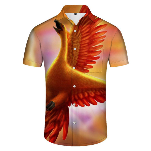 
Colorful Phoenix Hawaiian Tropical Four Seasons Men's Short Sleeve Shirt Casual Shirt Button Shirt Suitable for Summer Seaside Beach
                