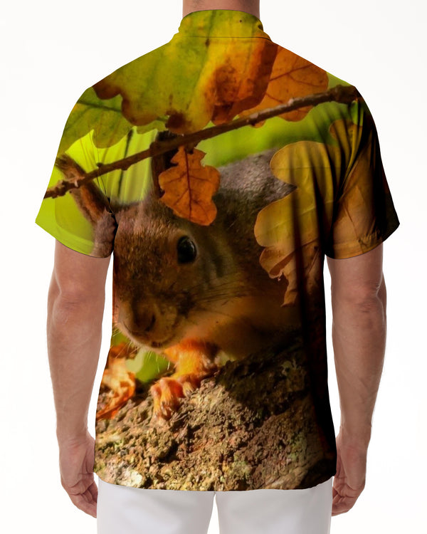 
Men's Fashion Hawaiian Funny Animal Short Sleeve Button Shirt Red Squirrel Design Casual Beach Shirt
                