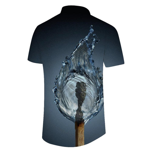 
Abstract water flame pattern men's casual loose short-sleeved shirt Hawaiian button lapel short-sleeved shirt fashion
                